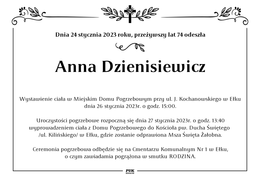 Anna Dzienisiewicz - nekrolog